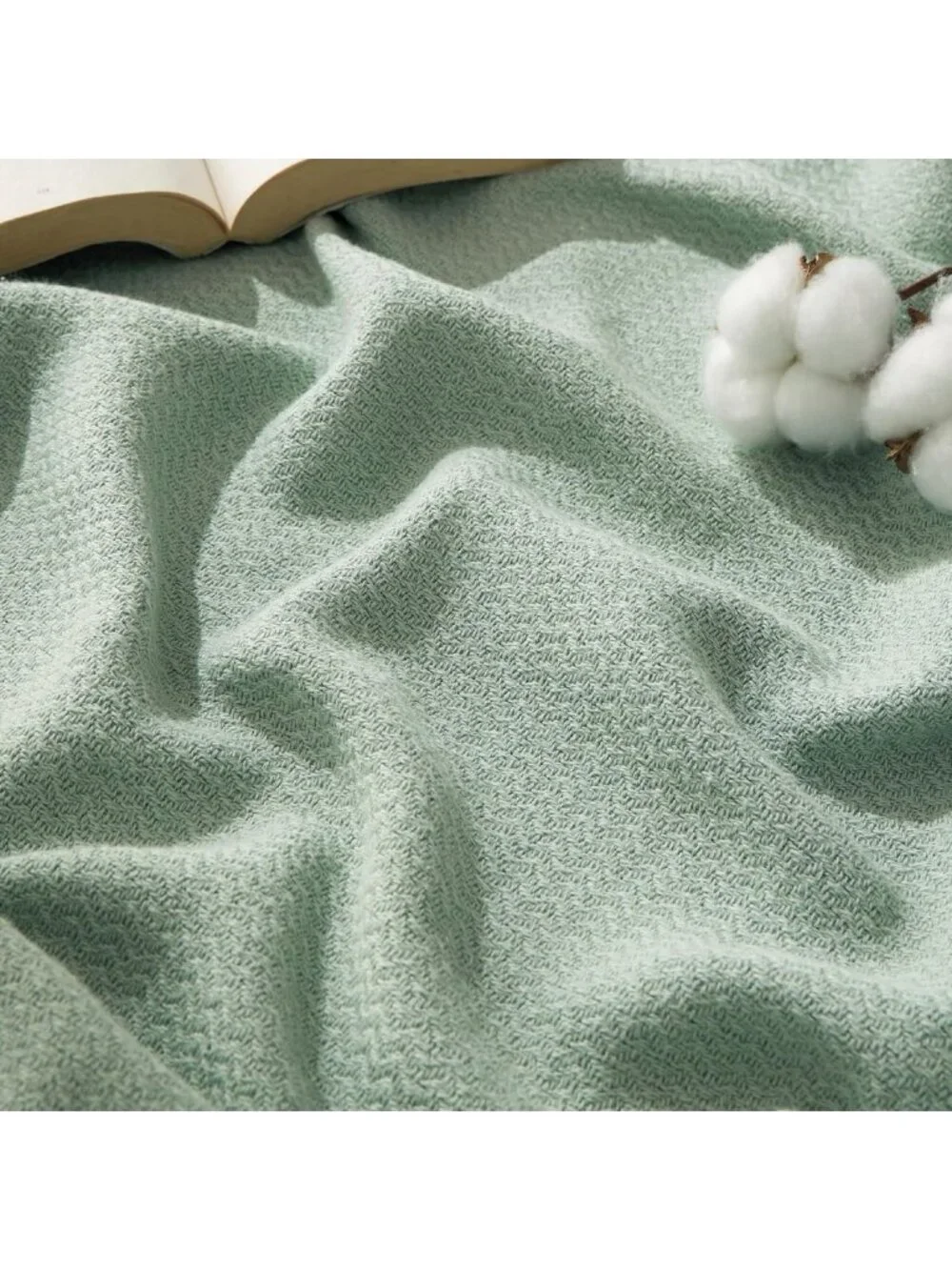 Cozy 100% Cotton Large Throw Blanket 50x70 - Lightweight Herringbone Design